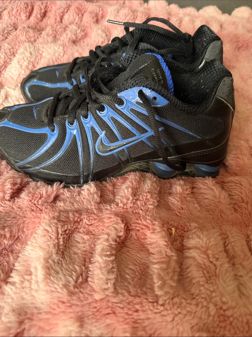 Nike Youth Shox Black and Royal Blue Athletic Sneakers
